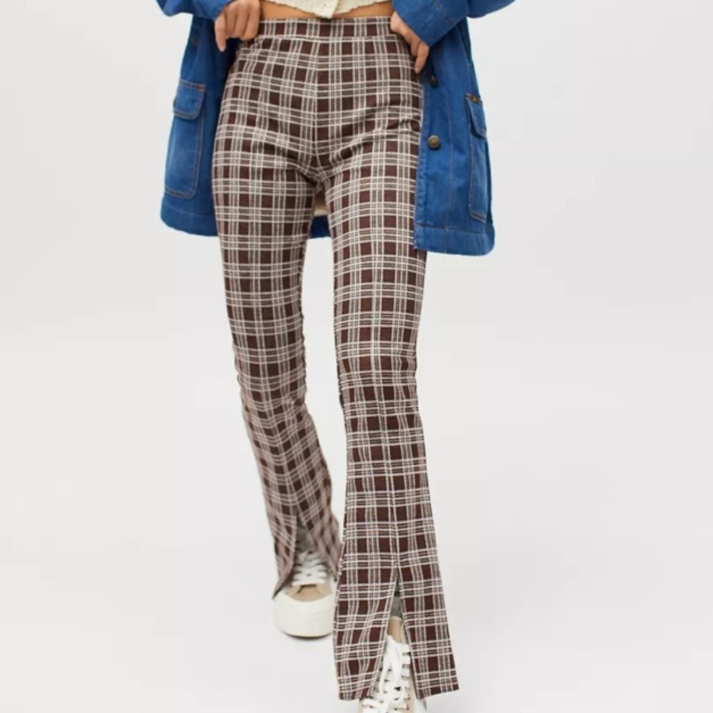 Urban Renewal Remnants Plaid Front Slit Pant